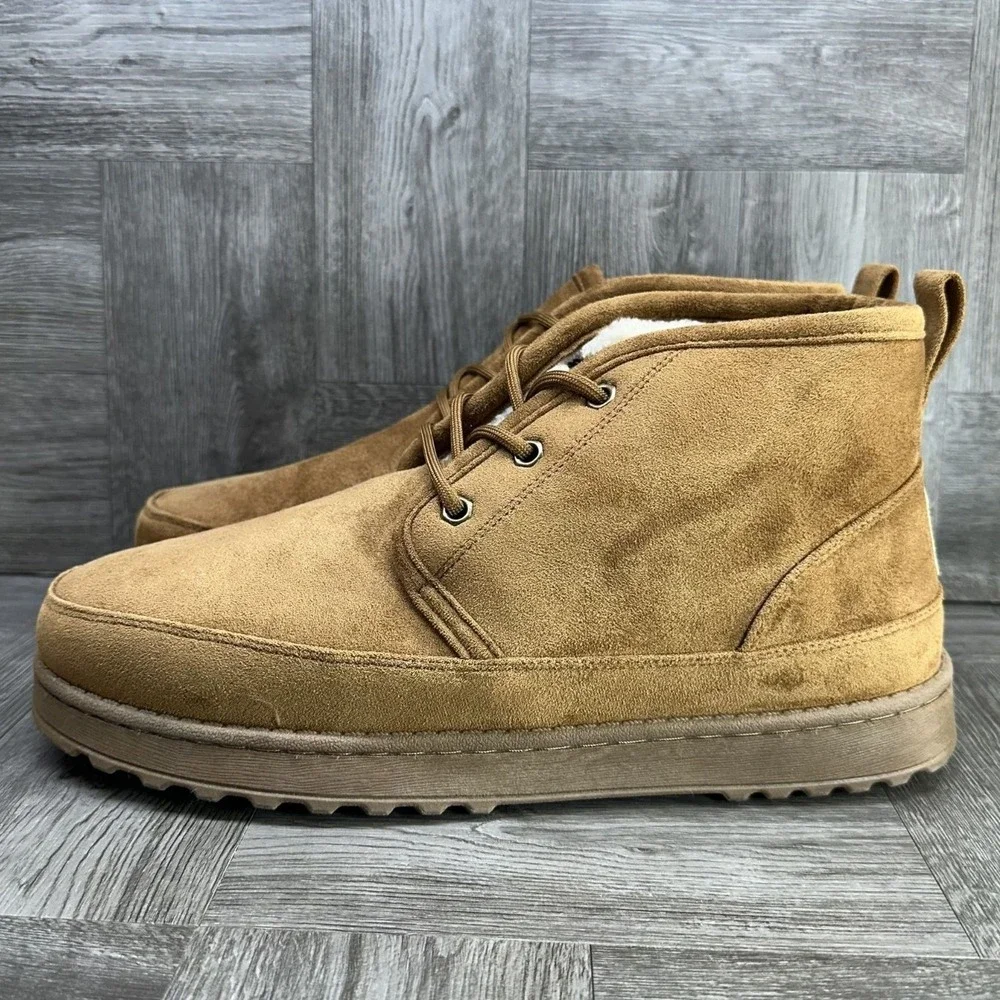 Cliffs by White Mountain Isaac-M Boots Mens 12 Brown Faux‎ Suede Fur Lined NEW
